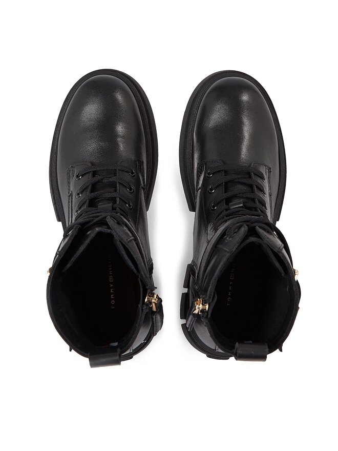 Tommy Hilfiger Schnürstiefeletten Tommy Hilfiger Cool Feminine Bikerboot FW0FW07322 Schwarz