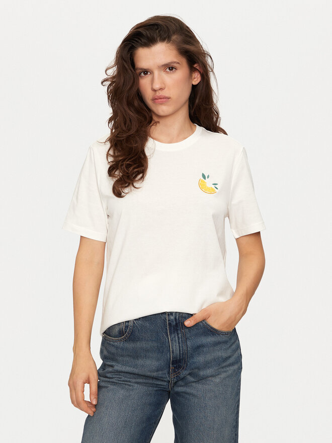 Vila Vila T-Shirt Sybil 14097443 Λευκό Regular Fit