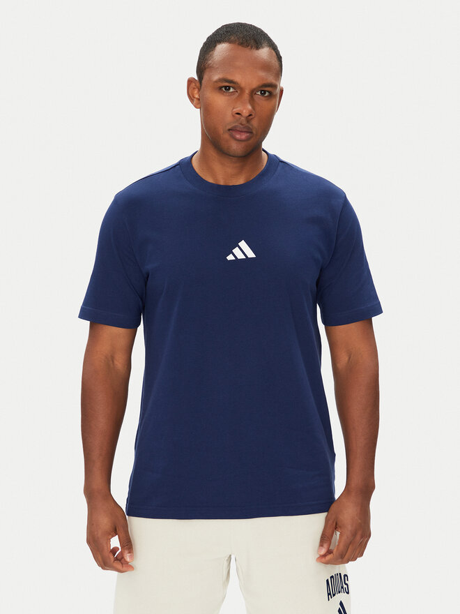 adidas adidas Marškinėliai Essentials Small Logo JF1093 Tamsiai mėlyna Regular Fit