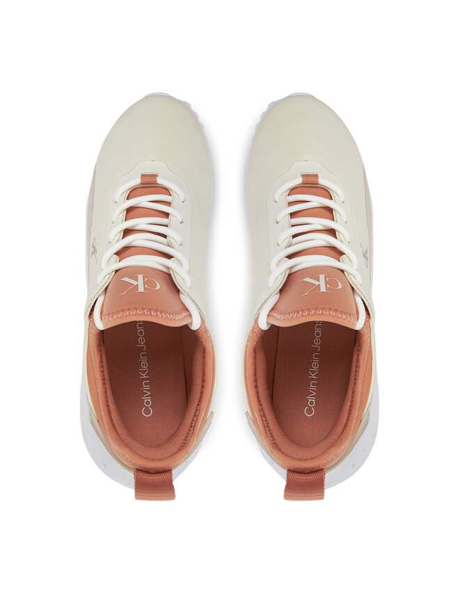Calvin Klein Jeans Sneakersy Calvin Klein Jeans Eva Runner Low Lace Mix In YW0YW01759 Écru