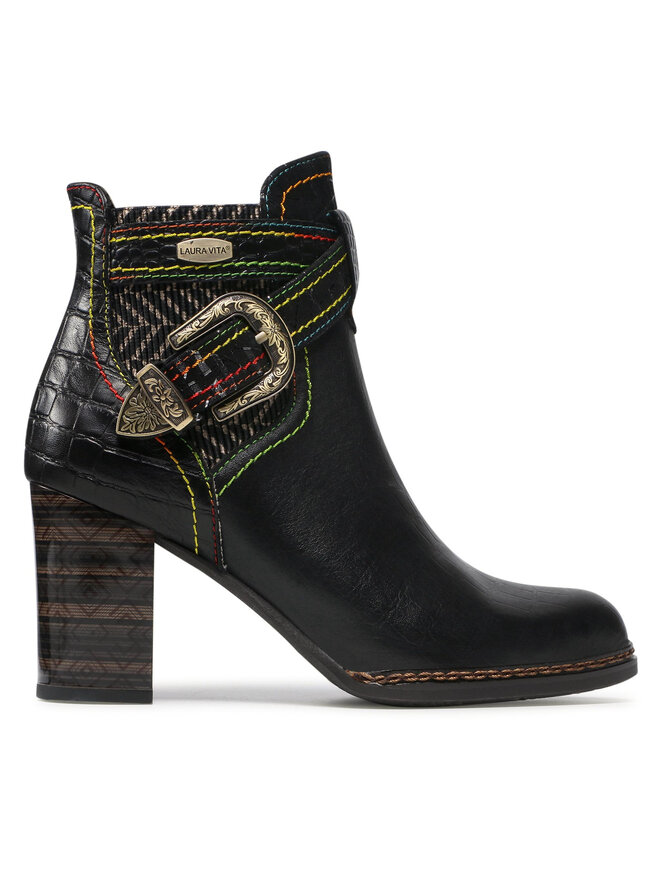 Botines Con Cordones De Tacón Mujer De Cuero Azul
