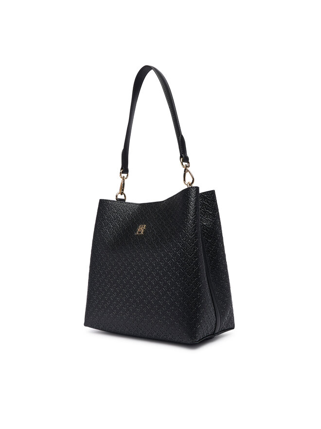 Tommy Hilfiger Handtasche Tommy Hilfiger Th Icon Shoulder Bag Mono AW0AW19000 Schwarz