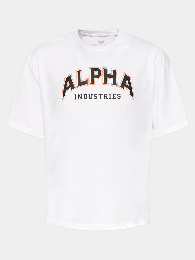 Alpha Industries Alpha Industries Marškinėliai College 146501 Balta Relaxed Fit