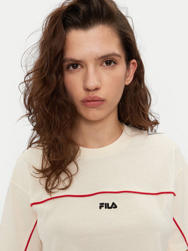 Fila Fila Marškinėliai Loobu FAW0908 Écru Regular Fit