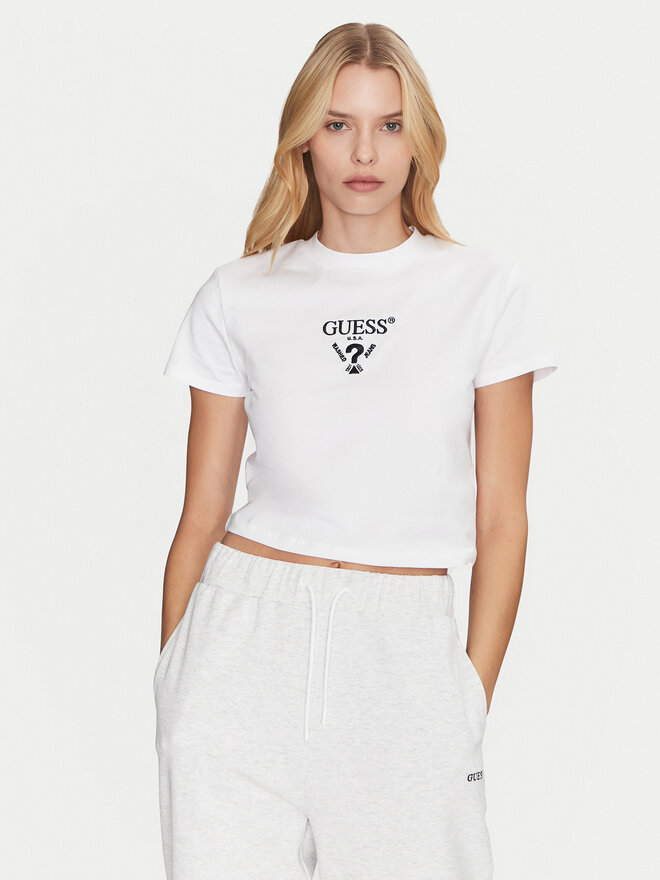 Guess Guess Marškinėliai V4YI20 KCDH1 Balta Boxy Fit