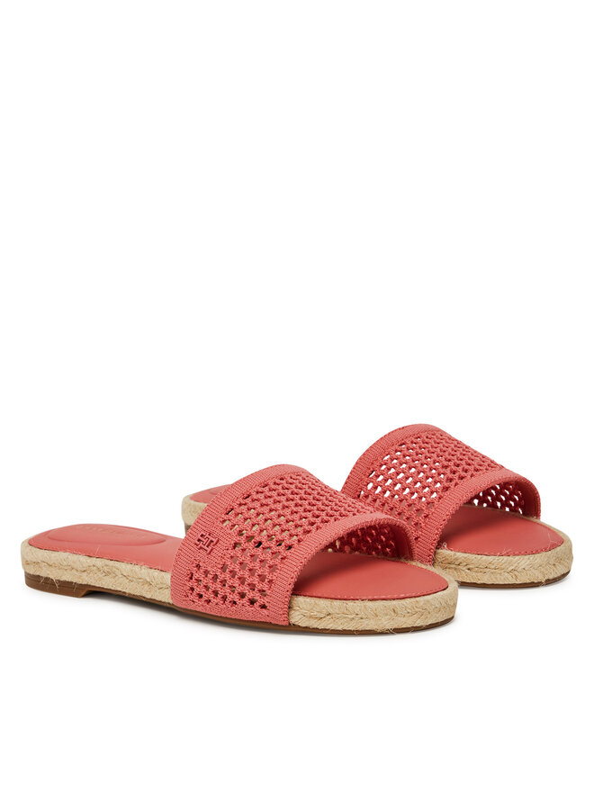 Tommy Hilfiger Espadrilles Tommy Hilfiger Knit Mesh Espadrille Flat Sandal FW0FW08744 Korallenfarben