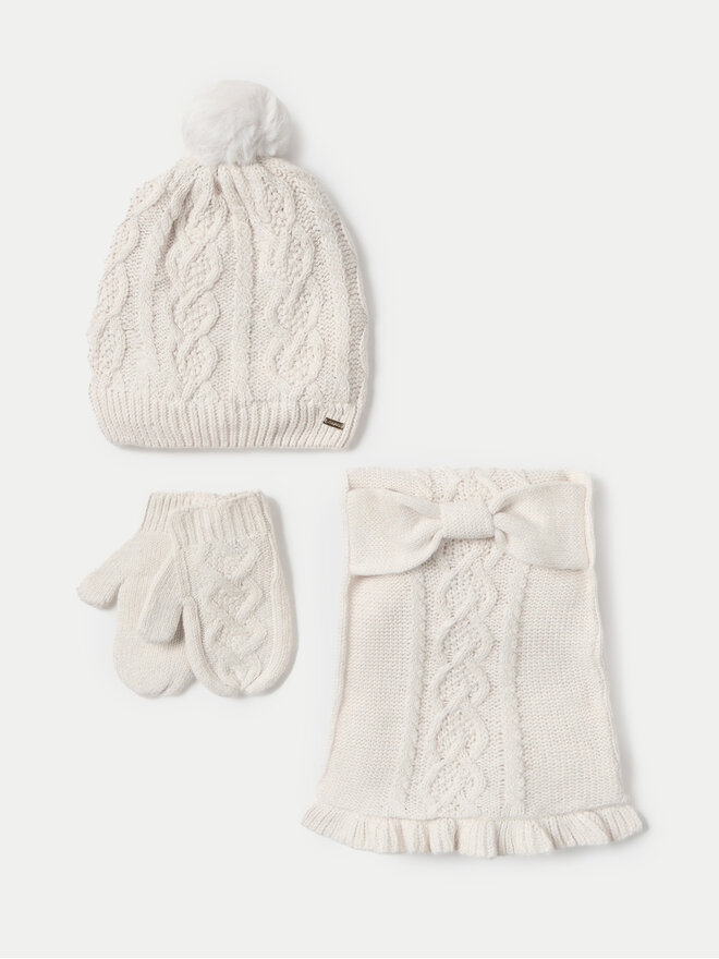 Mayoral Conjunto: gorro, bufanda y guantes Mayoral 10768 Écru