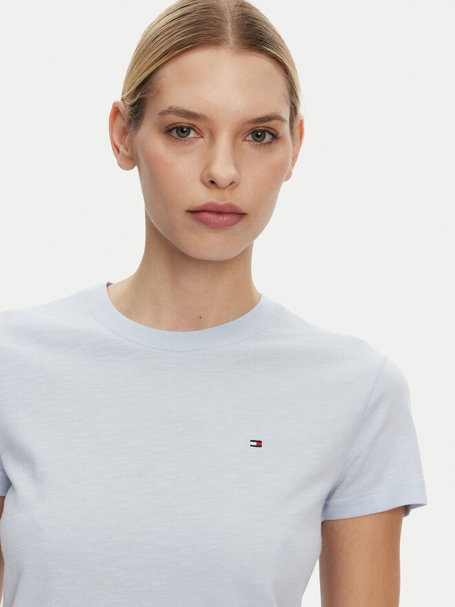 Tommy Hilfiger Tommy Hilfiger Camiseta Slub WW0WW44433 Celeste Slim Fit