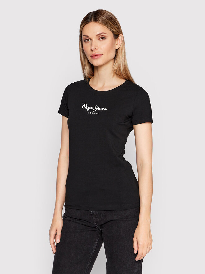 Pepe Jeans Pepe Jeans T-shirt New Virginia PL505202 Crna Slim Fit