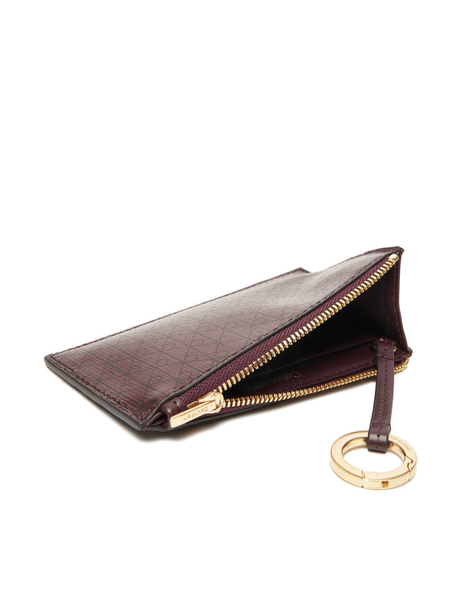 Calvin Klein Liels sieviešu maks Calvin Klein Emblem Aop Top Zip Cardcase LV04F1084G Brūns