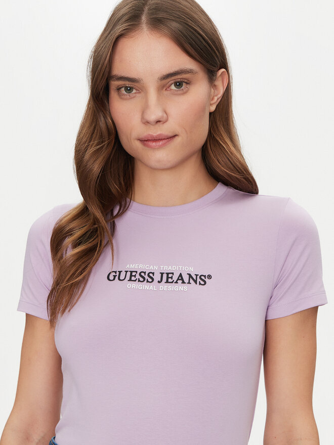 Guess Jeans Guess Jeans Marškinėliai W4YI03 J1314 Violetinė Slim Fit