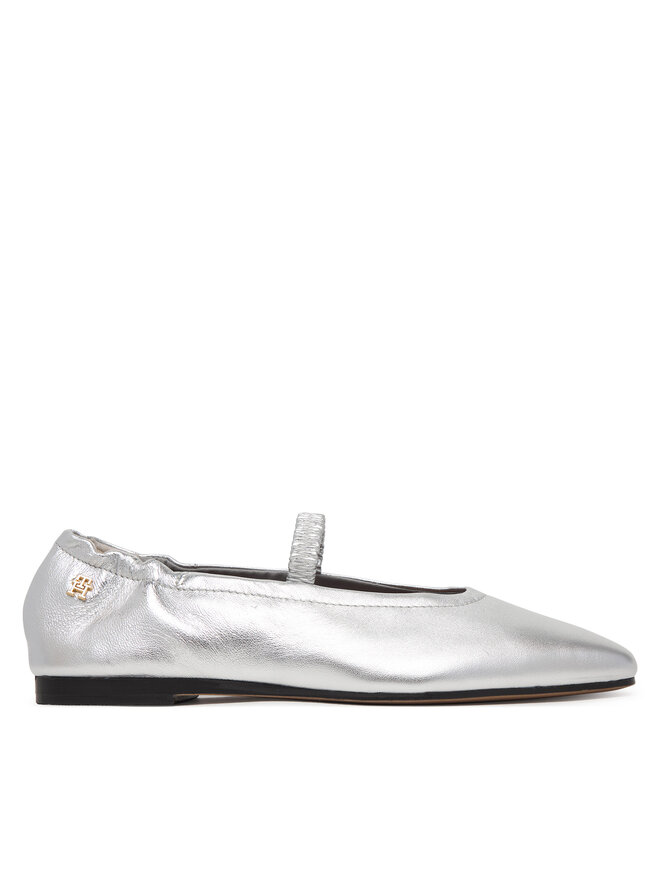 Tommy Hilfiger Ballerinas Tommy Hilfiger Silver Lth Ellastic Ballerina FW0FW09466 Silberfarben