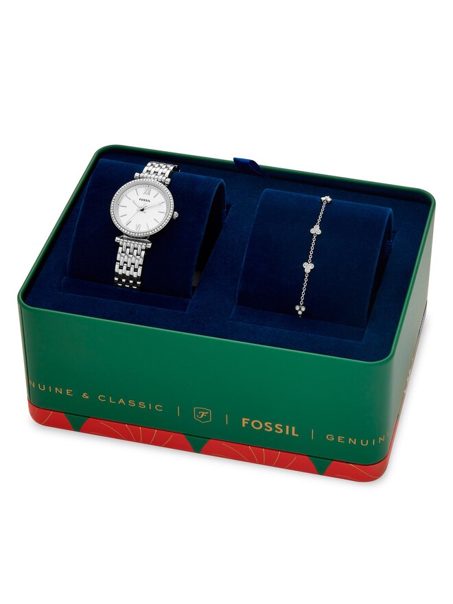 Fossil Súprava hodiniek a náramku Fossil Carlie ES5315SET Strieborná