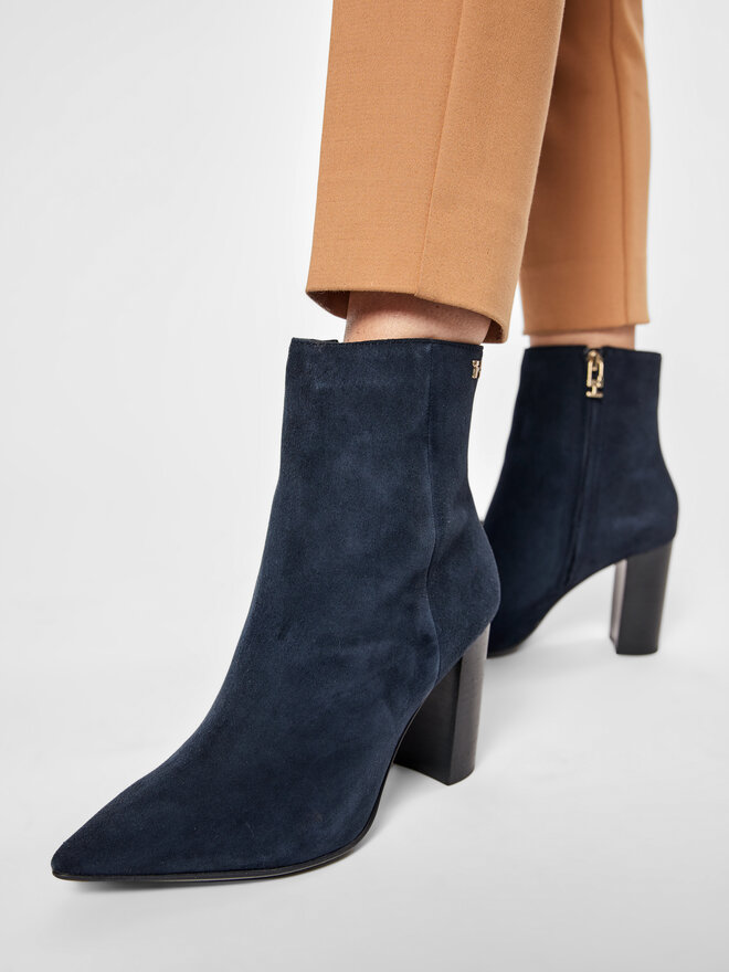 Stiefeletten Tommy Hilfiger Essential Suede High Heel Boot FW0FW05177 Dunkelblau eschuhe