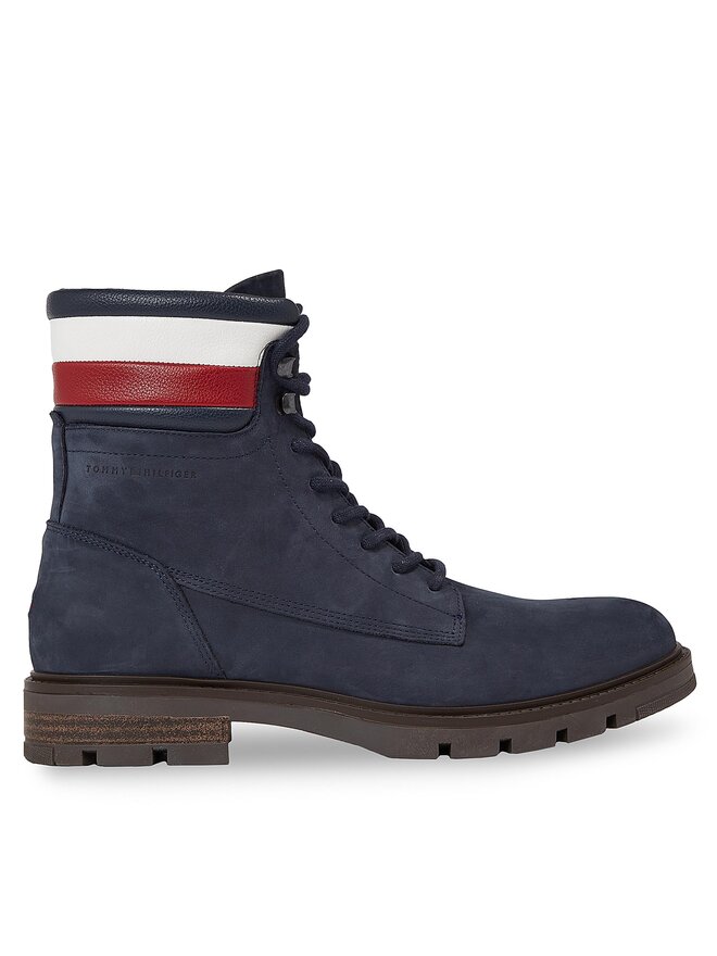 Tommy Hilfiger Pohodni čevlji Tommy Hilfiger Corporate Hilfiger Nubuck Boot FM0FM04801 Modra