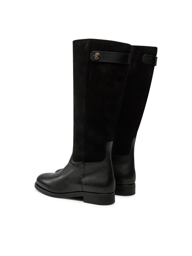 Tommy Hilfiger Cizme Tommy Hilfiger Th Stud Leather Mix Long Boot FW0FW08341 Negru