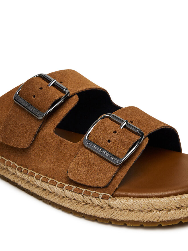 Tommy Hilfiger Εσπαντρίγιες Tommy Hilfiger Flex Jutte Hilfiger Suede Sandal FM0FM05503 Καφέ