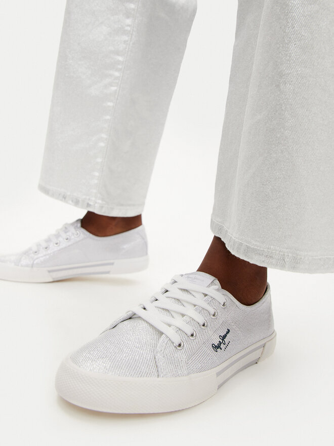 Pepe Jeans Sneakers aus Stoff Pepe Jeans Brady Party W PLS31439 Silberfarben