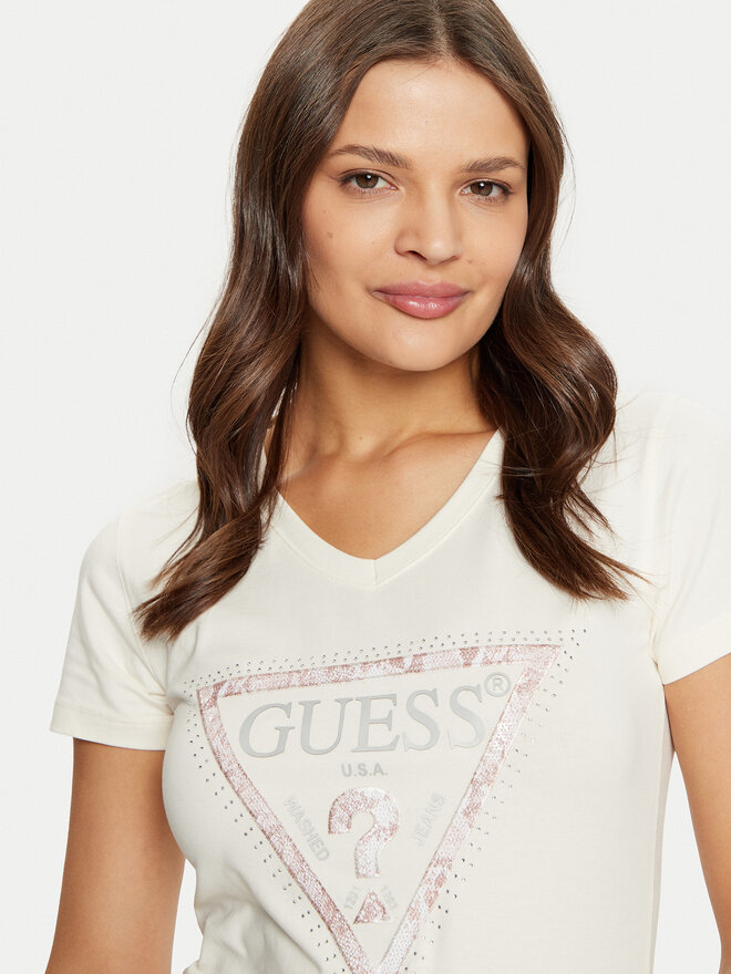 Guess Guess Majica W5RI21 J1314 Écru Regular Fit