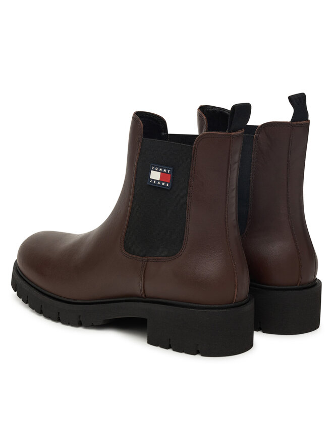 Tommy Jeans Боти тип челси Tommy Jeans Tjw Chelsea Leather Boot EN0EN02825 Кафяв