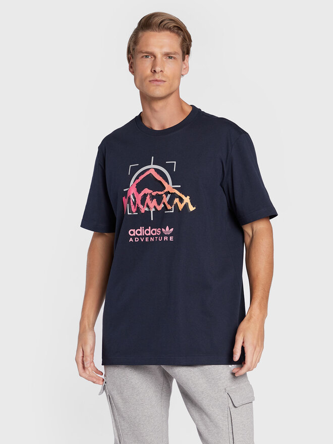 adidas adidas Marškinėliai Adventure Ride HK4981 Tamsiai mėlyna Relaxed Fit