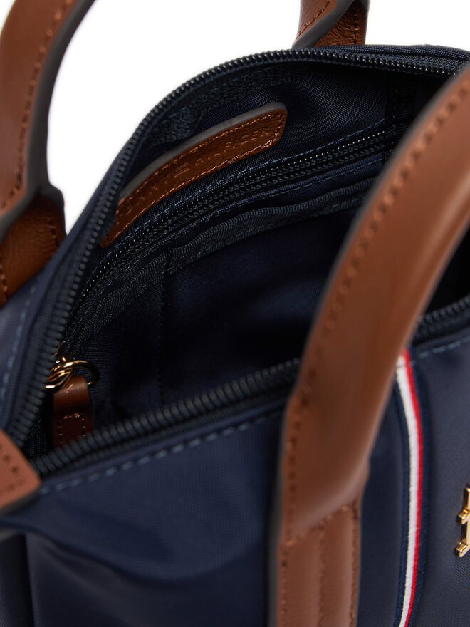 Tommy Hilfiger Handtasche Tommy Hilfiger Popette Micro Tote Corp AW0AW18552 Dunkelblau