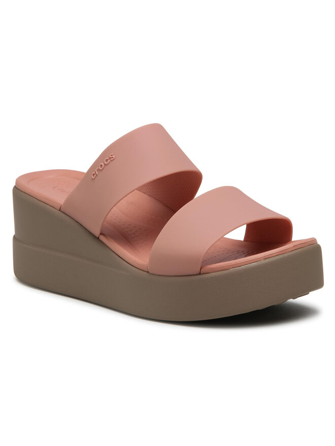 Pantoletten Crocs Brooklyn Mid Wedge W 206219 Rosa eschuhe