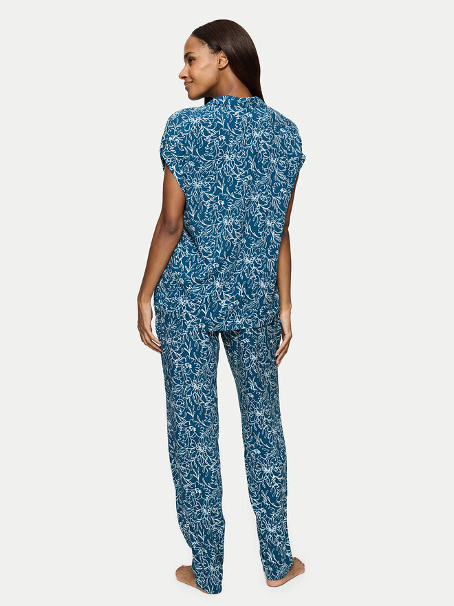 Triumph Triumph Pižama Boyfriend 10222611 Modra Relaxed Fit