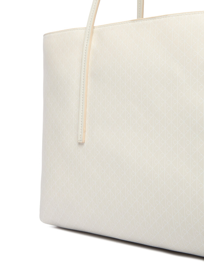 Calvin Klein Handtasche Calvin Klein Emblem Aop Tote W/ Pouch LV04F3266G Écru