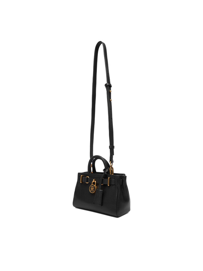 Tommy Hilfiger Handtasche Tommy Hilfiger American Icon Micro Tote Leather AW0AW18167 Schwarz