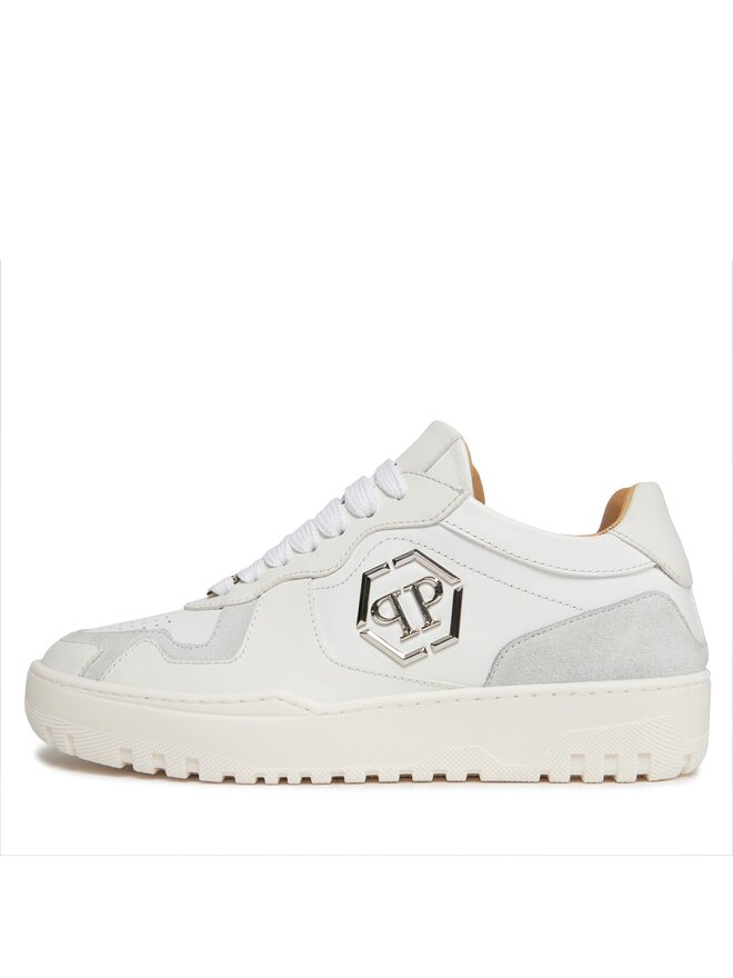 PHILIPP PLEIN Sneakersy PHILIPP PLEIN Mix Leather Lo Top Sneakers SADS USC0545 PLE010N 01 Biały