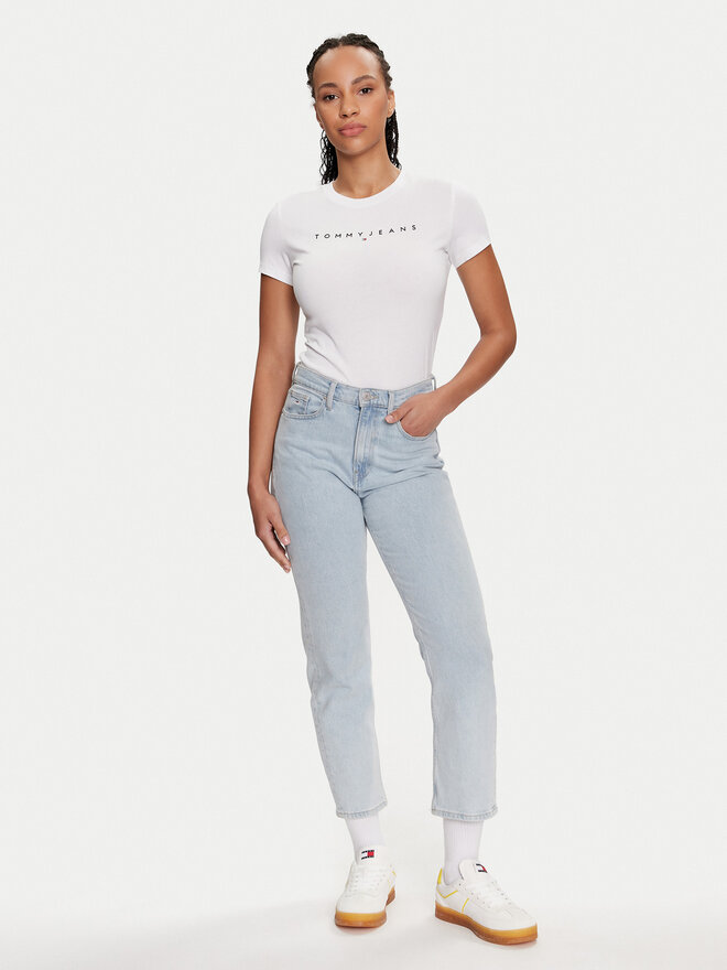 Tommy Jeans Tommy Jeans T-Shirt Linear DW0DW18398 Weiß Slim Fit