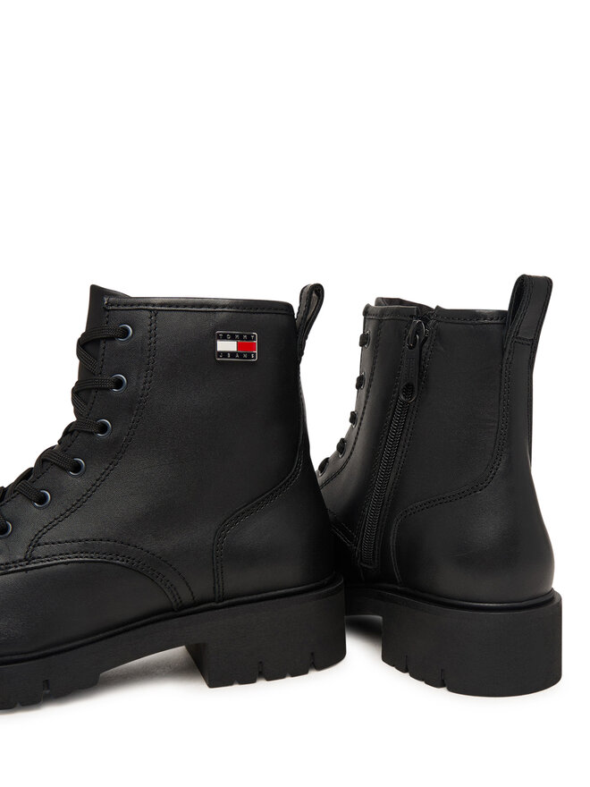 Tommy Jeans Schnürstiefeletten Tommy Jeans Tjw Cleated Lace Up Boots EN0EN03104 Schwarz