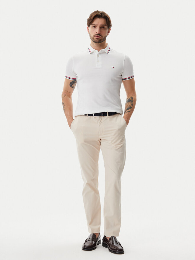 Tommy Hilfiger Tommy Hilfiger Pólóing Tipped MW0MW37346 Fehér Slim Fit