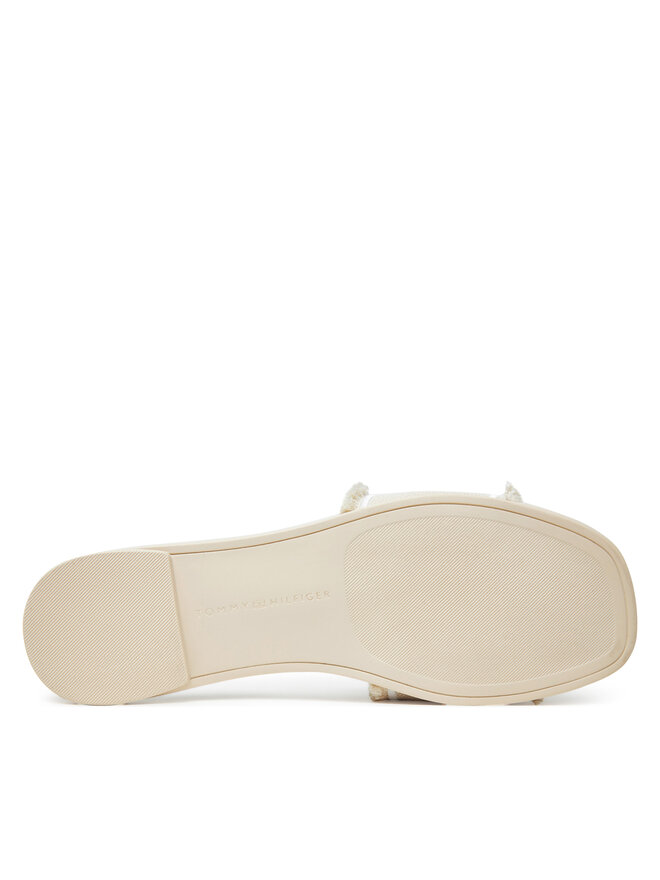 Tommy Hilfiger Şlapi Tommy Hilfiger Fringe Canvas Flat Sandal FW0FW08908 Bej