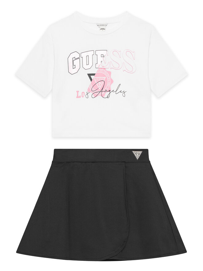 Guess Guess Conjunto de camiseta y faldita J5YG00 K6YW4 Blanco Classic Fit