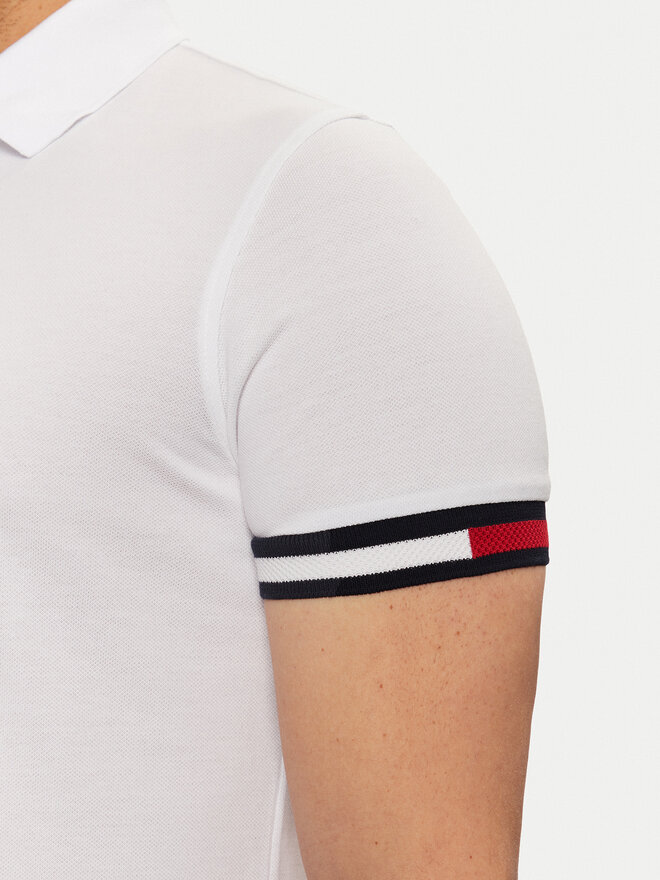 Tommy Hilfiger Tommy Hilfiger Poloshirt Flag Cuff MW0MW37518 Weiß Slim Fit