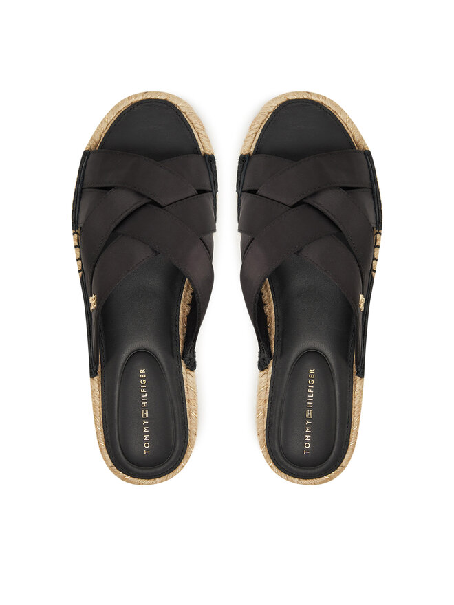 Tommy Hilfiger Espadrile Tommy Hilfiger Satin Espadrille Mule FW0FW08502 Negru