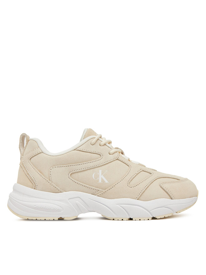 Calvin Klein Jeans Sneakersy Calvin Klein Jeans Retro Tennis Low Mg Mix Media Wn YW0YW01639 Écru