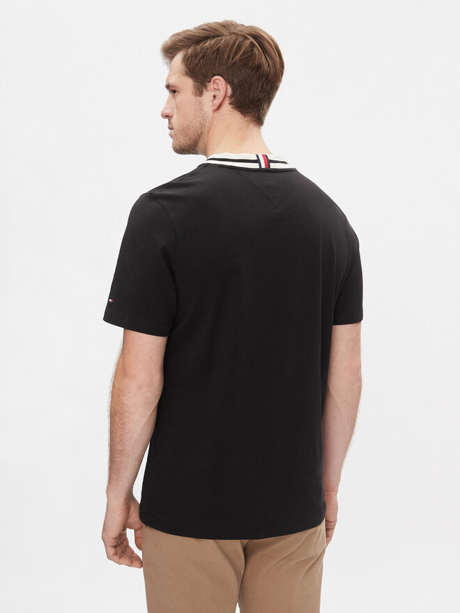 Tommy Hilfiger Tommy Hilfiger Футболка Laurel Tipped Tee MW0MW33681 Чорний Regular Fit