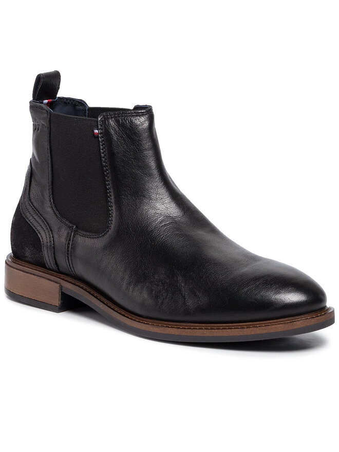 Tommy Hilfiger Klassische Stiefeletten Tommy Hilfiger Elevated Leather Mix Chelsea FM0FM02424 Schwarz