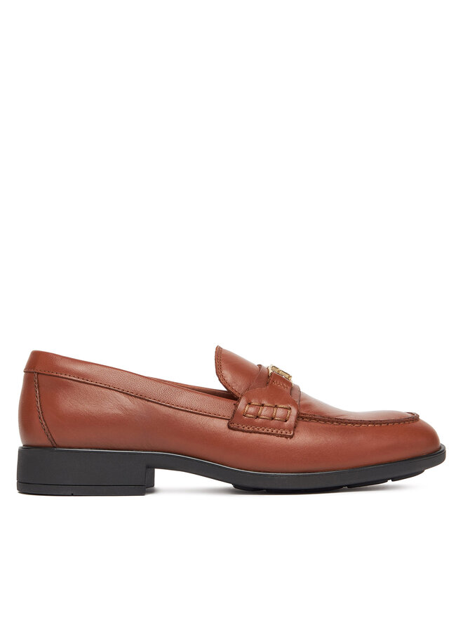Tommy Hilfiger Čevlji brez vezalk Tommy Hilfiger Th Logo Leather Loafer FW0FW08705 Rjava