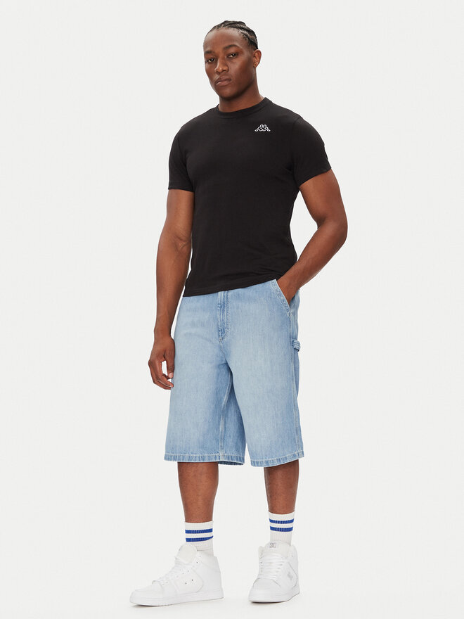 Kappa Kappa Marškinėliai Logo Korpo Cafers 304J150 Juoda Slim Fit