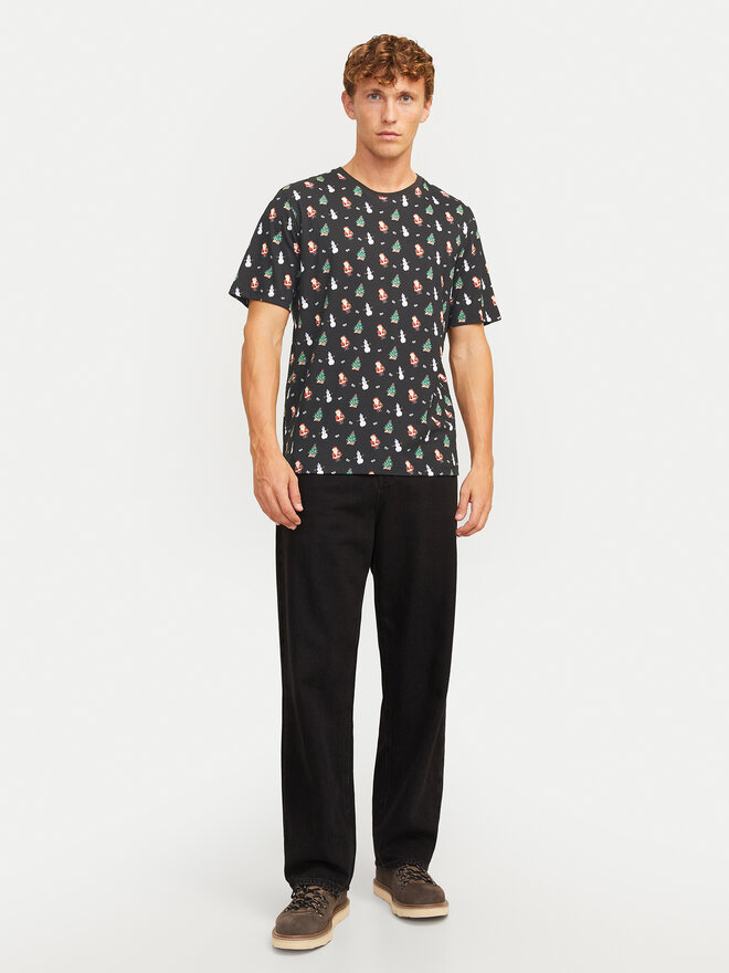 Jack&Jones Jack&Jones Футболка Xmas Merry 12265399 Чорний Standard Fit