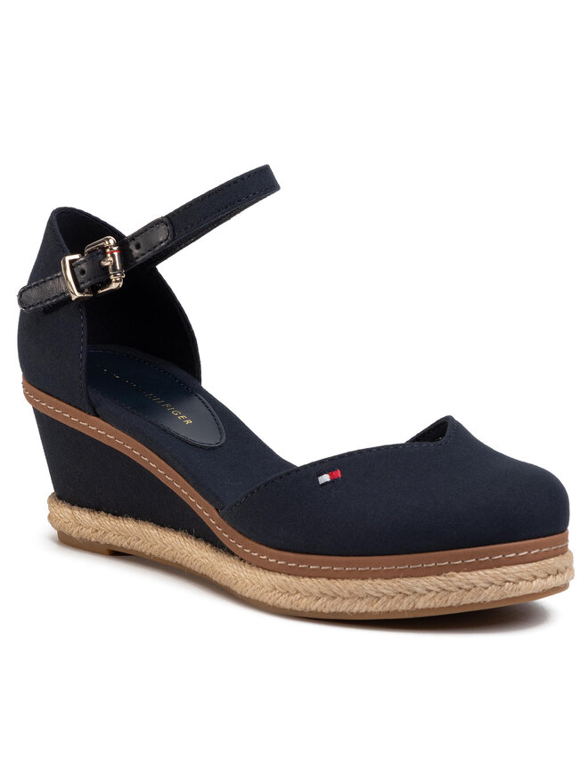 Tommy Hilfiger Espadrilky Tommy Hilfiger Basic Closed Toe Mid Wedge FW0FW04787 Tmavomodrá