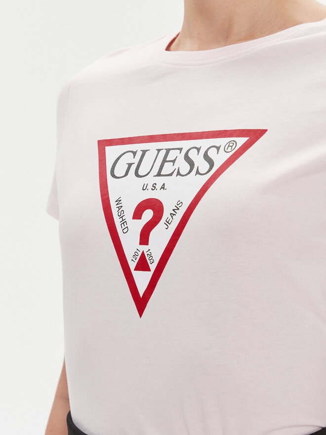 Guess Guess Marškinėliai W1YI1B I3Z14 Rožinė Slim Fit