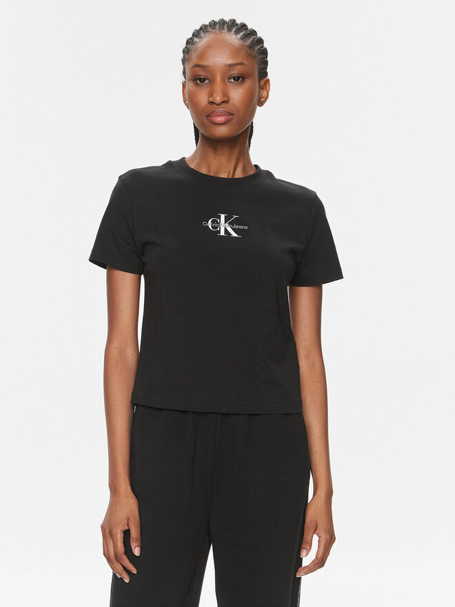 Calvin Klein Jeans Calvin Klein Jeans T-Shirt Monologo Baby Tee J20J223113 Μαύρο Slim Fit