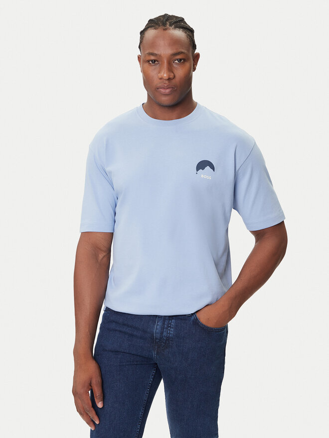 BOSS BOSS Camiseta Te_Move 50547087 Celeste Relaxed Fit