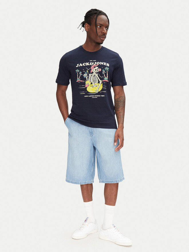 Jack&Jones Jack&Jones Marškinėliai Eljah 12268472 Tamsiai mėlyna Relaxed Fit