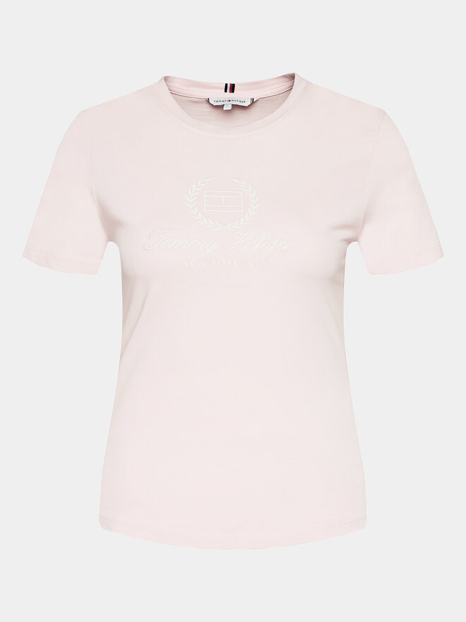Tommy Hilfiger Tommy Hilfiger Camiseta Flag Script WW0WW41761 Rosa Slim Fit